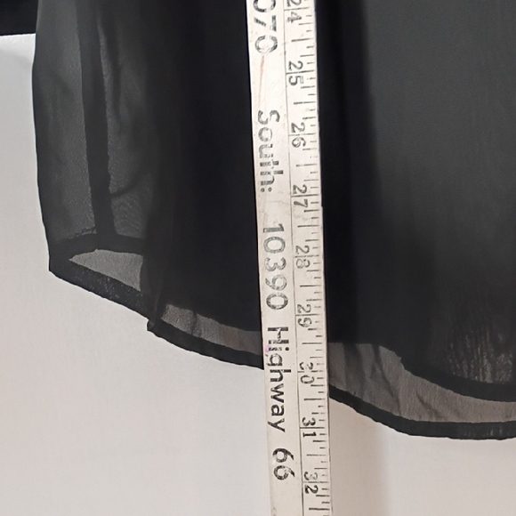 Maurices Black Sheer Long Sleeve Top Women’s XL | V-Neck Roll Tab Shirt Blouse - Picture 6 of 11